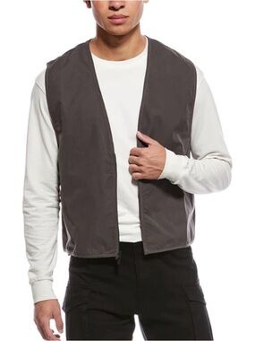 Fear Of God Essentials Cotton Blend Twill Gray Vest Size Large